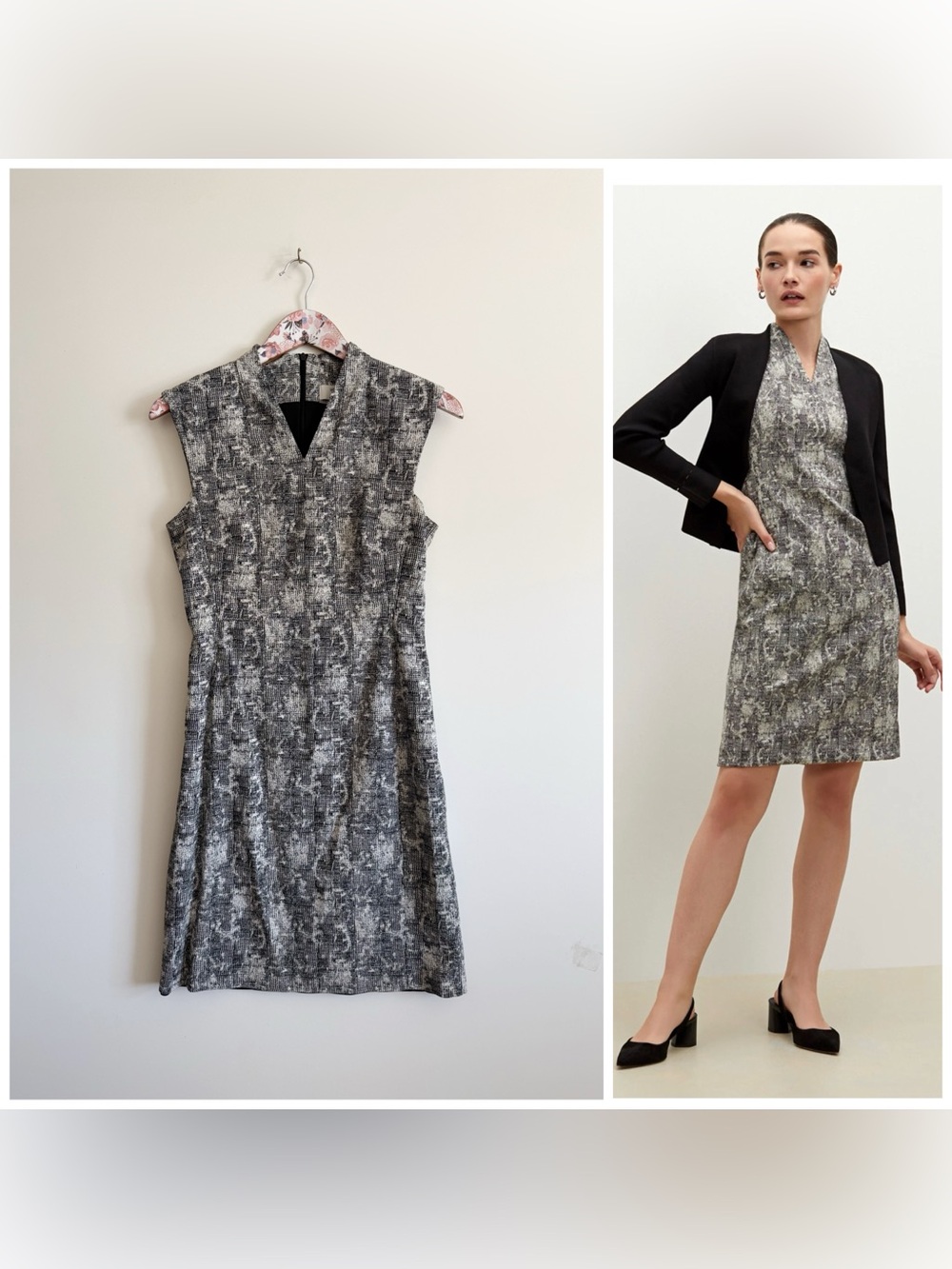 MM LAFLEUR The Aditi Dress Crackle Black White Size 6 Career